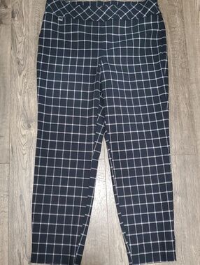 Soho Apparel Navy Grid Ponte Skinny Pants